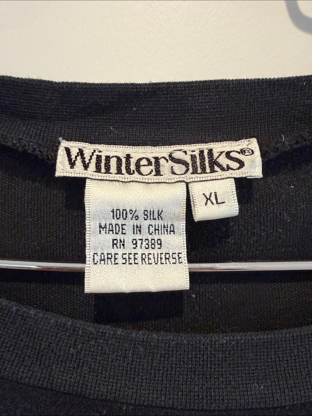 WinterSilks Black Long Sleeves 100% Silk Women’s Size XL
